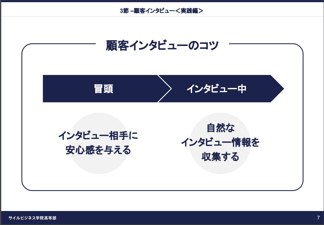 教材 顧客インタビューのコツ