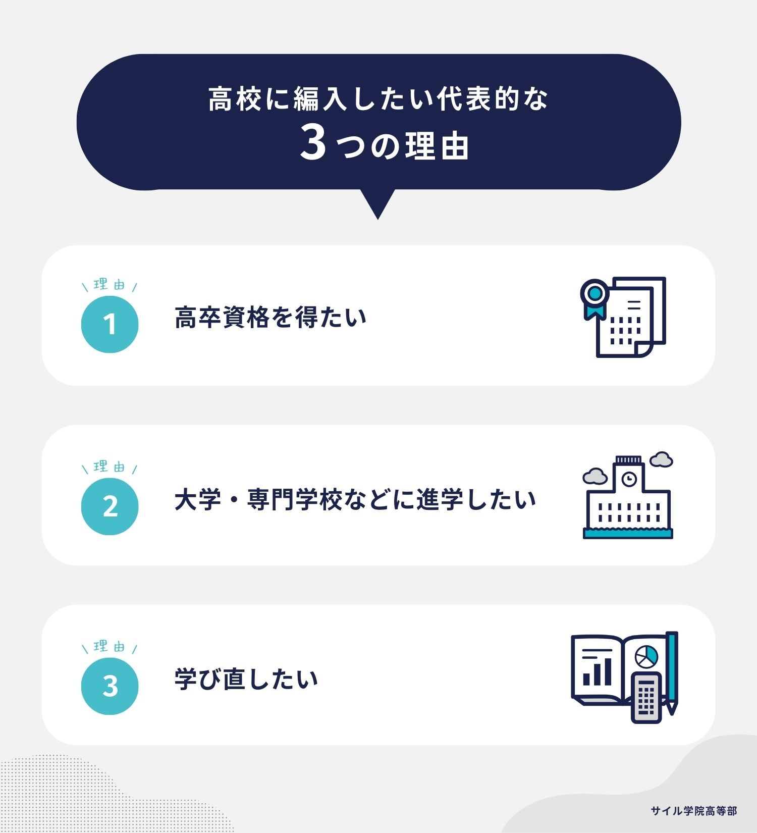 高校に編入したい代表的な3つの理由